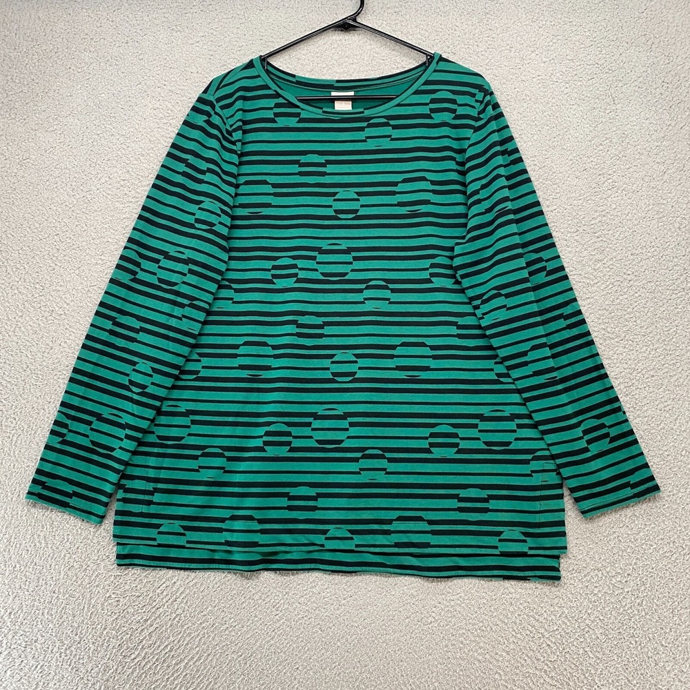 Chicos Top Womens 3 / XL Zenergy Stripe Bubble Green Modal Stretch Tunic